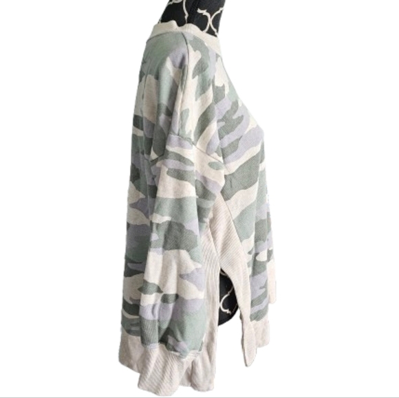 NWT Aerie Oversized Good Vibes Crewneck Tunic Sweatshirt- Desert Camo - Picture 4 of 8